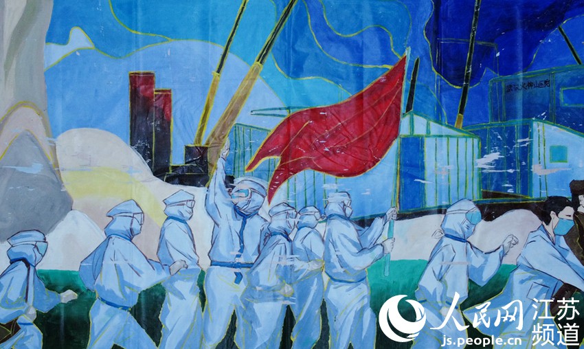 彩繪呈現抗擊新冠肺炎疫情。楊志國攝