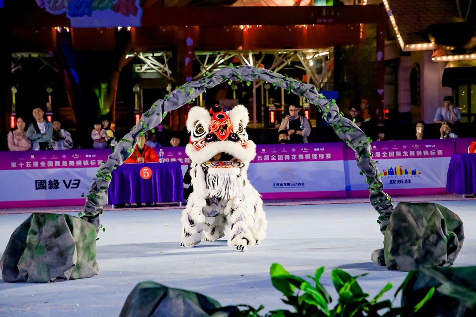 第十五届全国舞龙舞狮锦标赛（舞狮项目）在南京市栖霞区举行。栖宣摄