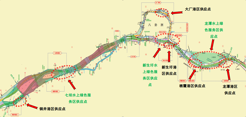 长江南京段饮用水供水点示意图。南京海事局供图