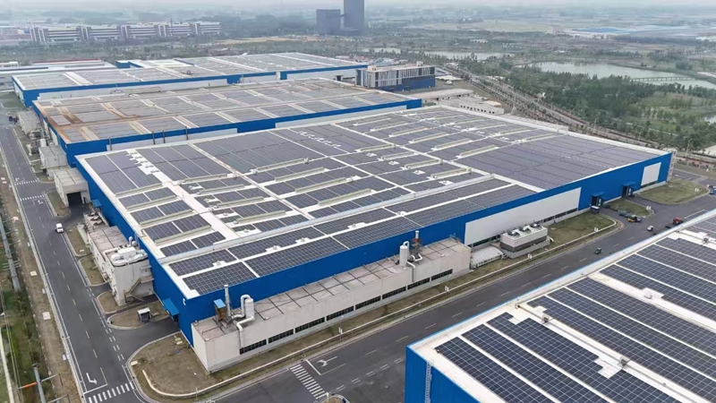 近40万平方米的南高齿金湖项目厂房屋顶被光伏板覆盖。企业供图
