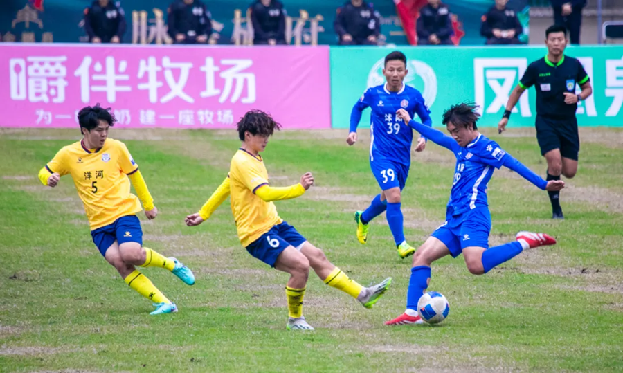 球员在赛场上奋力拼搏。沭阳摄协供图
