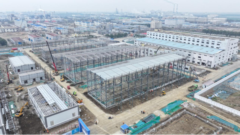 淮安市化工中试基地项目建设现场。淮安工业园区供图