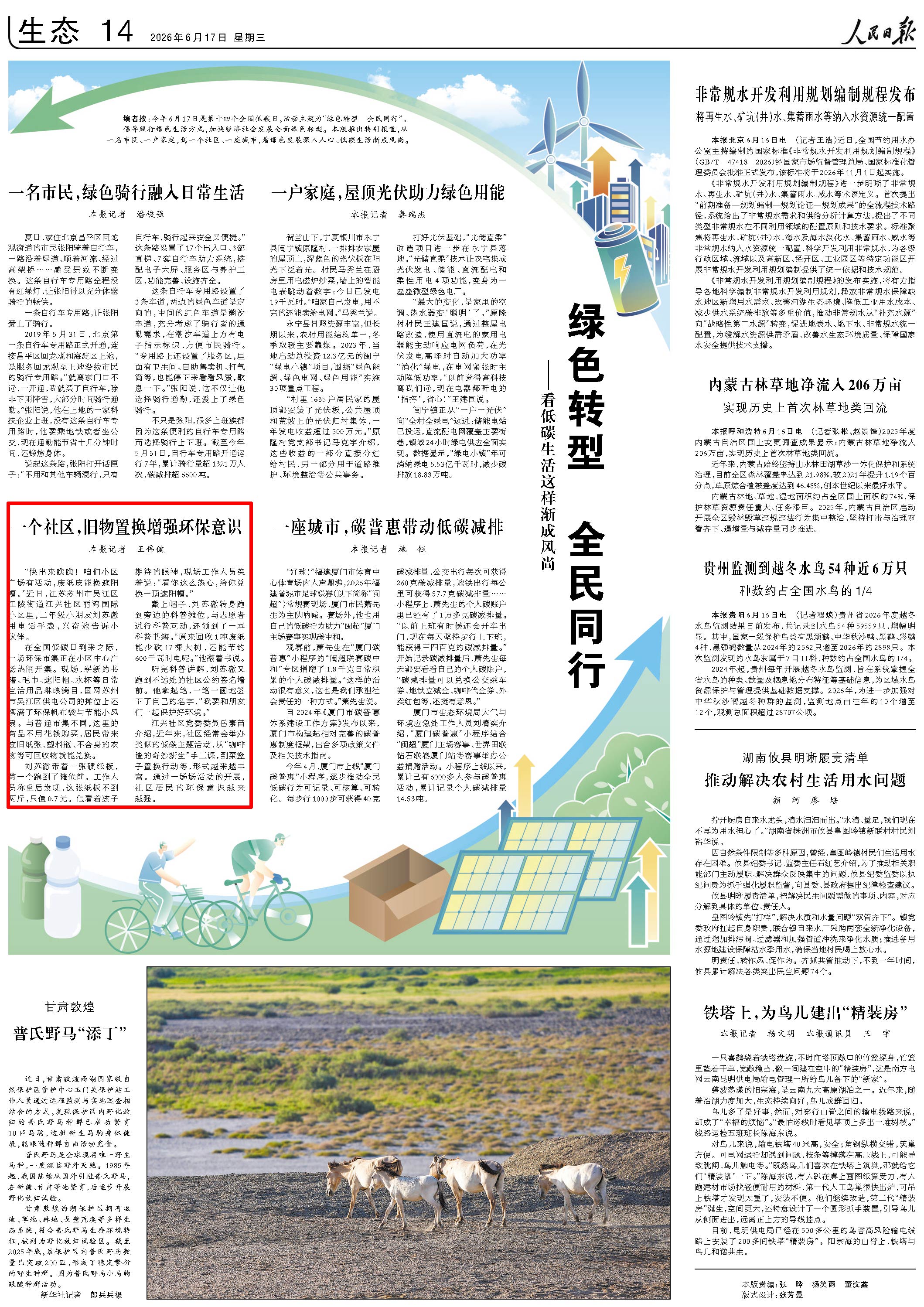 6月17日，《人民日报》第14版版面。