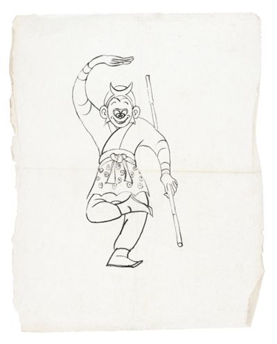 《大闹天宫》孙悟空造型手绘拷贝稿(钢笔素描)。张光宇绘 主办方供图