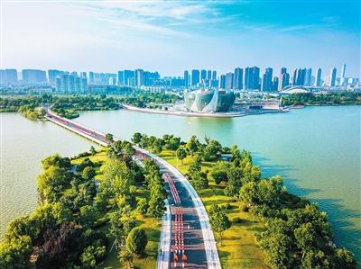 徐州云龙湖景区俯拍图。