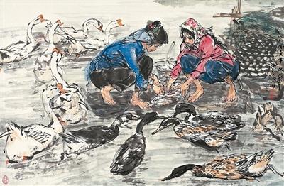 太湖边（中国画）黄 胄作